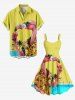 Plus Size Flamingo Coconut Tree Fruit Juice Seascape Print Hawaii Tank Dress -  