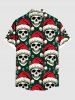 Chemise à poches boutonnées avec bonnet de Noël grande taille pour homme - Vert 6XL