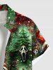 Chemise à poches avec boutons et imprimé papillons, motif sapin de Noël grande taille pour hommes - Vert 2XL