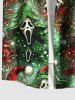 Chemise à poches avec boutons et imprimé papillons, motif sapin de Noël grande taille pour hommes - Vert 6XL