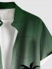 Plus Size Coconut Tree Bus Dip Dye Ombre Print Hawaii Button Pocket Shirt For Men -  
