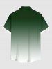 Plus Size Coconut Tree Bus Dip Dye Ombre Print Hawaii Button Pocket Shirt For Men -  