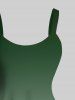 Robe trapèze hawaïenne grande taille à imprimé dégradé et motif cocotier, bus - Vert 2X