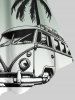 Robe trapèze hawaïenne grande taille à imprimé dégradé et motif cocotier, bus - Vert 2X