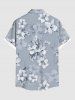 Chemise hawaïenne grande taille à imprimé floral et feuilles, boutons et poche pour homme - Gris Foncé 3XL