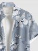 Chemise hawaïenne grande taille à imprimé floral et feuilles, boutons et poche pour homme - Gris Foncé 3XL