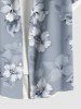 Chemise hawaïenne grande taille à imprimé floral et feuilles, boutons et poche pour homme - Gris Foncé 3XL