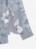 Robe mi-longue hawaïenne fendue à imprimé floral et feuilles grande taille - Gris Clair XXS