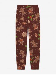 Plus Size Men's Christmas Tree Bell Gingerbread Candy Snowflake Print Jogger Pants -  