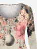 Christmas Ball Flowers Print Plus Size Matching Set -  