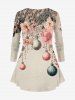Christmas Ball Flowers Print Plus Size Matching Set -  
