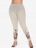 Christmas Ball Flowers Print Plus Size Matching Set -  