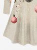 Christmas Ball Flowers Print Plus Size Matching Set -  