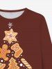 Men's Christmas Tree Bell Gingerbread Candy Snowflake Print Plus Size Matching Pajama Set - Rouge brique 