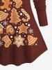 Women's Christmas Tree Bell Gingerbread Candy Snowflake Print Plus Size Matching Pajama Set -  
