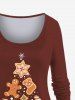 Women's Christmas Tree Bell Gingerbread Candy Snowflake Print Plus Size Matching Pajama Set -  