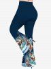 Christmas Tree Elk Snowflake Ombre Print Lattice Long Sleeves T-shirt and Flare Pants Plus Size Matching Set -  