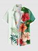 Ensemble de plage hawaïen assorti grande taille à imprimé floral d'hibiscus tropical pour couples - Vert 