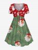 Ensemble assorti grande taille pour couples, motif Père Noël, lettre, bonbons et branches - Vert 