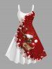 Christmas Elk Snowflake Colorblock Print Plus Size Matching Outfit For Couples -  