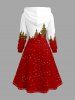 Christmas Tree Snowflake Moon Colorblock Print Plus Size Matching Outfit For Couples -  
