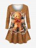 Christmas Gingerbread Holly Fruit Leaf Print Plus Size Matching Set -  