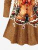 Christmas Gingerbread Holly Fruit Leaf Print Plus Size Matching Set -  