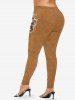 Christmas Gingerbread Holly Fruit Leaf Print Plus Size Matching Set -  