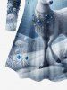Christmas Elk Flowers Print Plus Size Matching Set -  