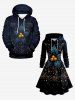 Christmas Holly Fruit Leaf Star Tassel Print Plus Size Matching Outfit For Couples -  
