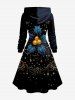 Christmas Holly Fruit Leaf Star Tassel Print Plus Size Matching Outfit For Couples -  