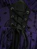 Robe trapèze superposée à épaules dénudées, laçage croisé, motif cocotier insecte araignée en flocké. - Pourpre  XL