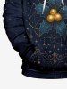 Sweat à capuche grande taille pour homme, imprimé houx, feuilles de fruits, étoiles et pompons, avec cordon de serrage et poches. - Noir 7XL