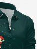 Polo à manches longues grande taille pour homme, imprimé sapin de Noël, boules, étoiles et Père Noël - Vert 3XL