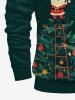 Polo à manches longues grande taille pour homme, imprimé sapin de Noël, boules, étoiles et Père Noël - Vert 3XL