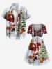 Robe cintrée à carreaux avec sapin de Noël, Père Noël, élans et écureuils, grandes tailles - Blanc 3X