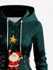 Robe à capuche grande taille avec imprimé sapin de Noël, boules et étoiles, Père Noël et lacets. - Noir 3X