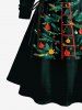 Robe à capuche grande taille avec imprimé sapin de Noël, boules et étoiles, Père Noël et lacets. - Noir 3X