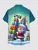 Chemise de Noël grande taille pour homme, avec imprimé Père Noël, pingouins et flocons de neige, boutons et poche. - Vert S