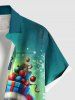Chemise de Noël grande taille pour homme, avec imprimé Père Noël, pingouins et flocons de neige, boutons et poche. - Vert 6XL