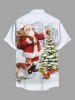 Chemise à boutons et poche pour homme, grande taille, motif sapin de Noël, Père Noël, élan et écureuil - Blanc XL