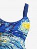 Robe trapèze hawaïenne grande taille à motif galaxie et spirale de cocotier - Bleu Ciel 6X