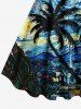Robe trapèze hawaïenne grande taille à motif galaxie et spirale de cocotier - Bleu Ciel 6X