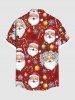 Chemise à poches boutonnées grande taille pour homme, imprimée de boules de Noël, flocons de neige et Père Noël. Motif : bonbons. - Rouge Vineux XL