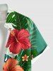 Plus Size Tropical Leaf Hibiscus Flower Print Hawaii Buttons Pocket Shirt For Men - Blanc de Crème  4XL