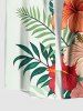 Plus Size Tropical Leaf Hibiscus Flower Print Hawaii Buttons Pocket Shirt For Men - Blanc de Crème  4XL