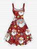 Plus Size Christmas Ball Snowflake Santa Claus Candy Print A Line Dress -  