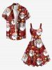Plus Size Christmas Ball Snowflake Santa Claus Candy Print A Line Dress -  