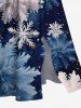 Robe midi trapèze grande taille à imprimé flocons de neige et galaxie, poches fendues - Bleu Marine XS