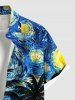 Plus Size Coconut Tree Spiral Painting Galaxy Print Hawaii Button Pocket Shirt For Men -  